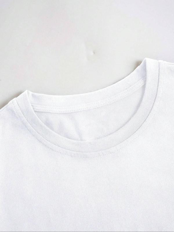 Women's Letter Print Round Neck Tee, Casual Short Sleeve Crew Neck T-shirt, Graphic Tees,Ã‚Â Fashion Women's Summer Top for Daily Wear