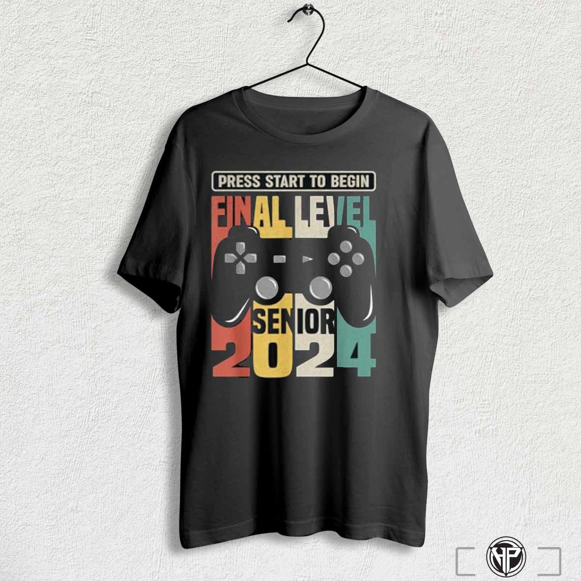 Retro Senior 2024 Gamer Funny Video Games Final Level T Shirt