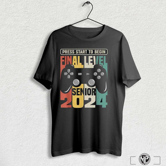 Retro Senior 2024 Gamer Funny Video Games Final Level T Shirt