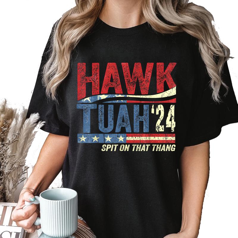 Hawk Tuah 24 Spit On That Thang T-Shirt Unisex Fabric Cotton Collar