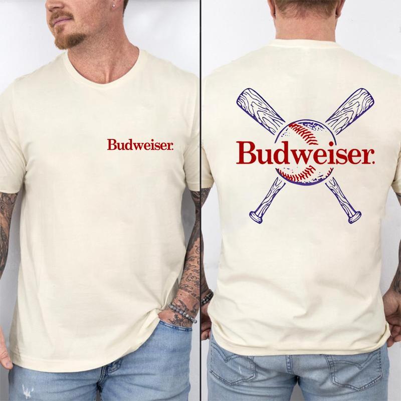 Budweiser cross bats casual fit t-shirt, trending summer 2024 tee, sustainable fashion tee