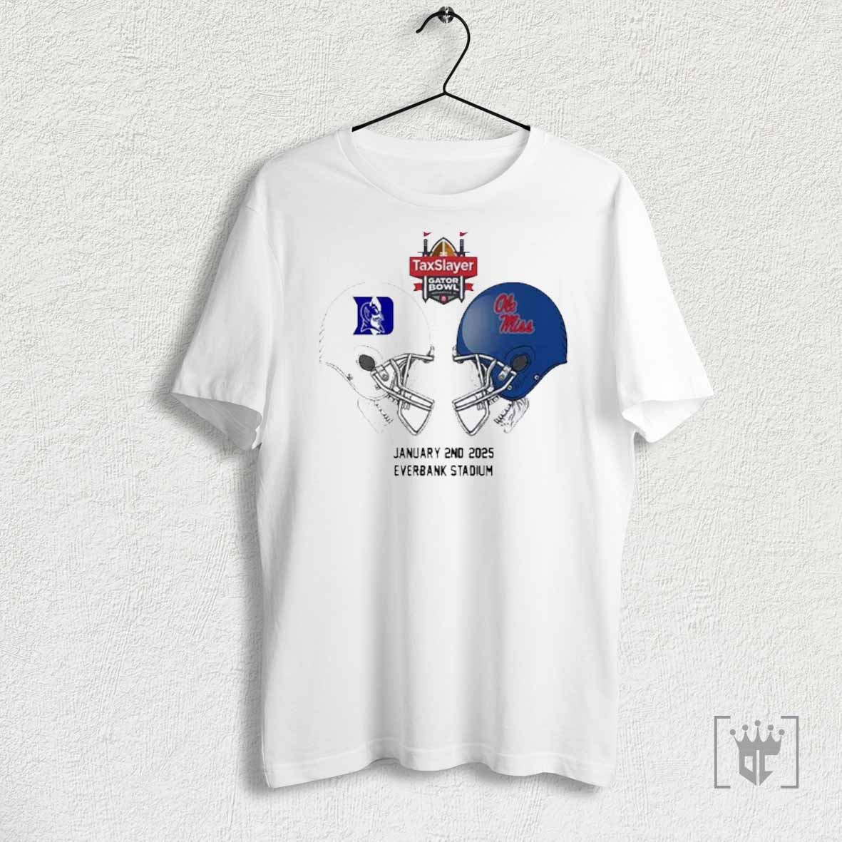 Taxslayer Gator Bowl Ncaa 2024 2025 Bowl Games Duke Blue Devils Vs Ole Miss Rebels At Duke Blue Devils Skull Helmet Head To Head T Shirts