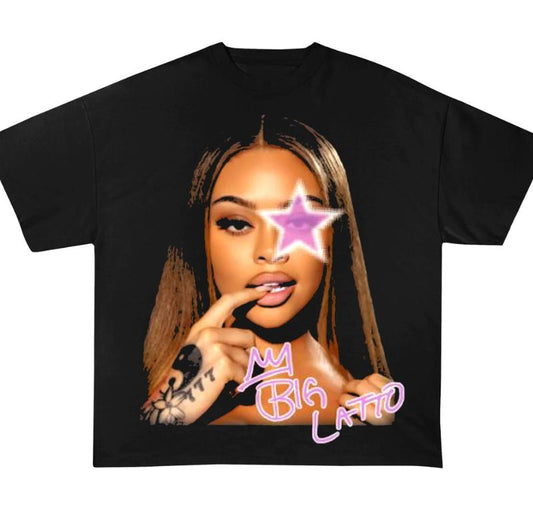 Pink Star Lattooo Big Face Shirt, Rap Graphic Black Shirt