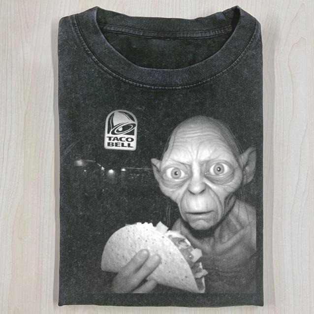 THE LORD OF THE RINGS T-SHIRT, GOLLUM Taco Bell Shirt, Movie Shirt, Funny Halloween Shirt, Gift For Men Women, Breathable Soft Cotton, Casual Round Ne