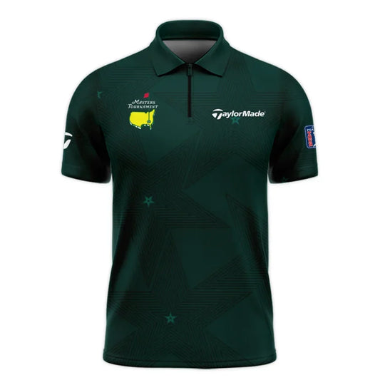 Dark Green Background Masters Tournament Taylor Made Zipper Polo Shirt Style Classic Zipper Polo Shi