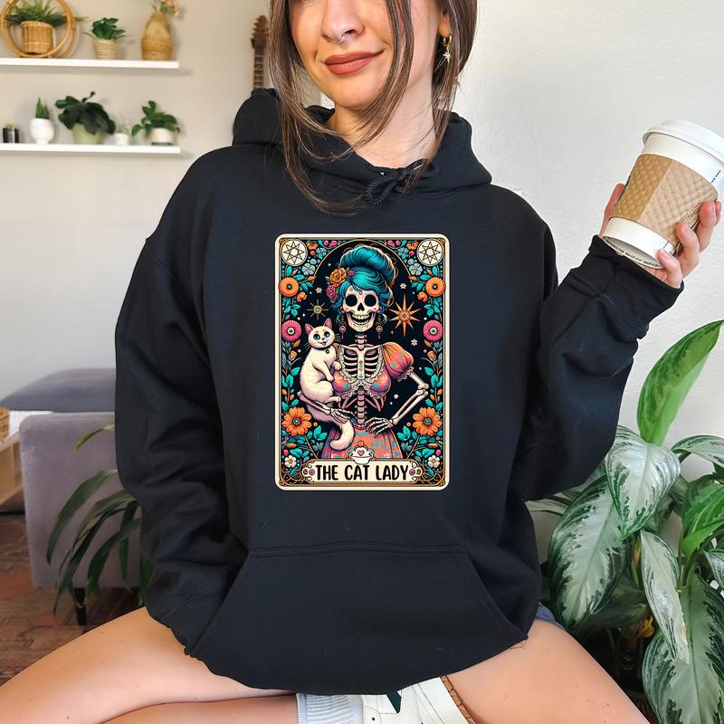 The Cat Lady - Unisex Crewneck Sweatshirt - Print is Sublimation, Tarot, Gift Idea, Relaxed Fit, Casual Apparel