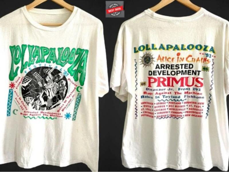 Lollapalooza T-Shirt 1993 Vintage Festival Music Tour Concert S-5XL, Gift For Fan, Trendy Tee, Graphic Single Rap Hop Hip, 2024 Tour Fans Shirt, Vinta