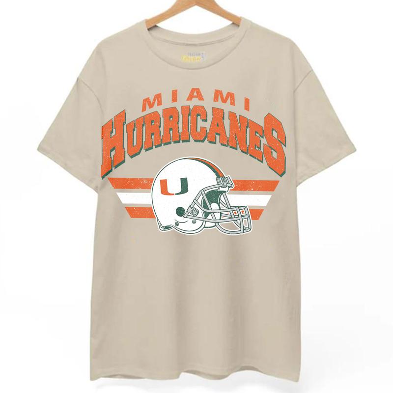 Miami Hurricanes Vintage Football NCAA Sweatshirt - Tshirt - Hoodie, University of Miami Unisex Football NCAA Shirt, Unisex Vintage NCAA Shirt, Classic Football Shirt, Gifts For Football Fan Sport, Cotton, Sweatshirt, Casual Clothes
