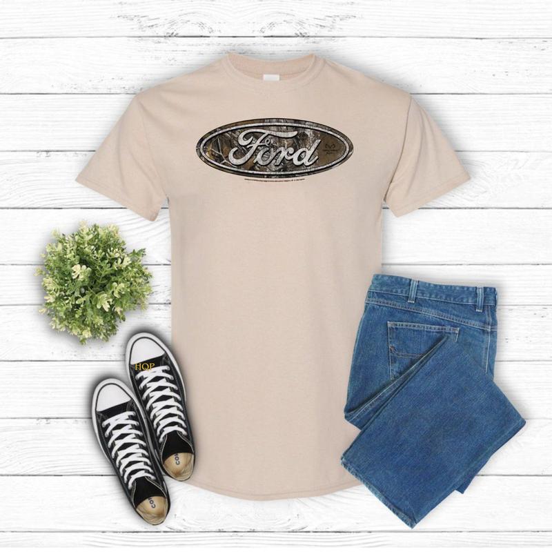 Ford Logo Realtree Camo Logo Gildan-Unisex T-Shirt Cotton Fabric