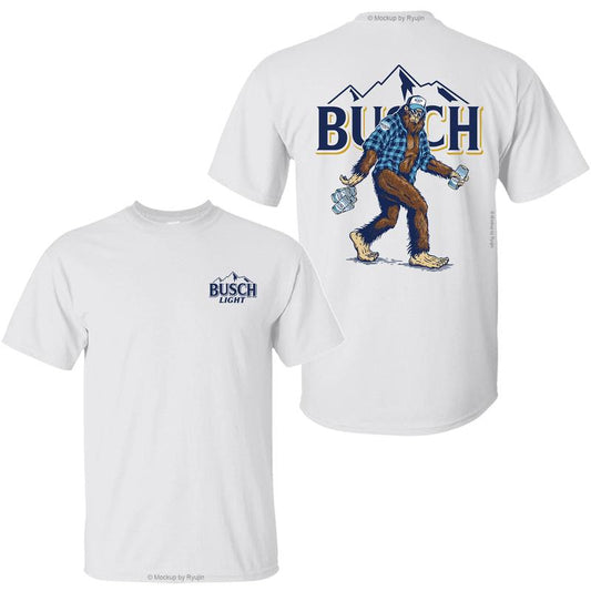 Bigfoot Busch Light T-Shirt Sweatshirt Hoodie, 2 Sided Graphic Printed Unisex Classic Comfort Cotton T-Shirts in all Sizes all Colors for Men for Women