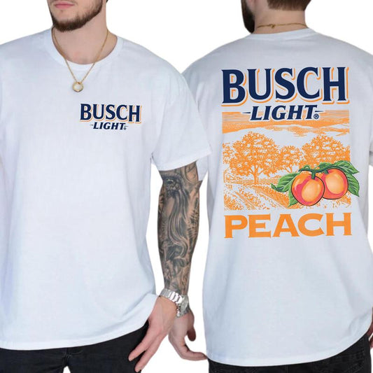 Busch Light Peach Scenic 2 Sided T-Shirt, Beer Drinking Gift For Men, Drink Shirt, Unisex Drinker Tee, Soft Fabric Casual Menswear, Classic Cotton Top