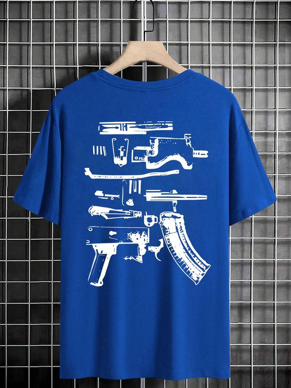 Men's Letter Graphic Print Round Neck Tee, Regular Fit Casual Drop Shoulder Short Sleeve T-shirt, Men's Summer Top for Daily Wear, Black Girl Outfits, 90s Clothes