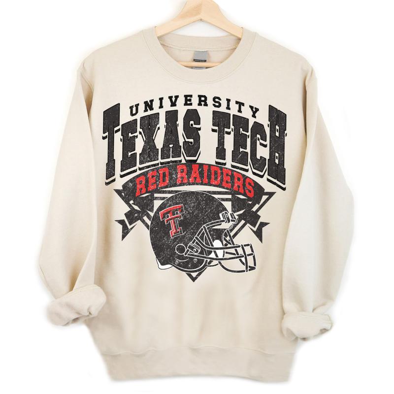 Texas Tech Red Raiders Vintage NCAA Sweatshirt, Unisex Red Raiders Football Shirt, Classic Sport Hoodie, Gifts for Football Fans, Cotton T-Shirt
