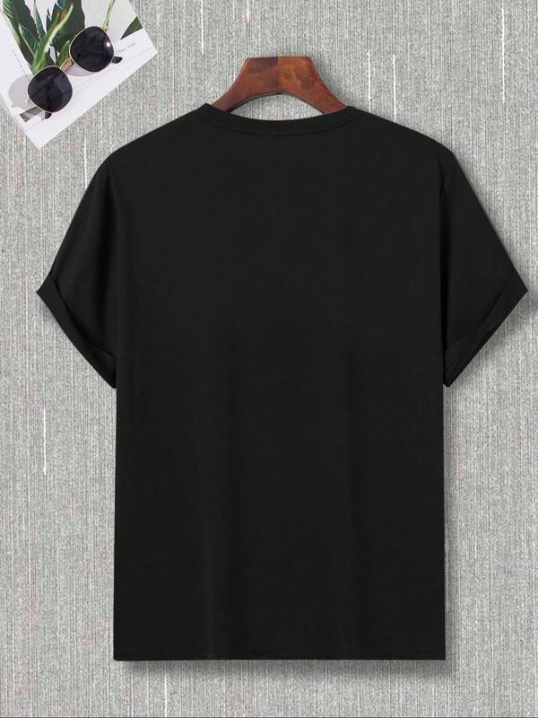 Men's Letter Print Round Neck Tee, Summer Clothes, Regular Fit Casual Short Sleeve Crew Neck T-shirt for Summer, Graphic Tees, Men's T Shirts, Summer Clothing, Fashion Men's Top for Daily Wear