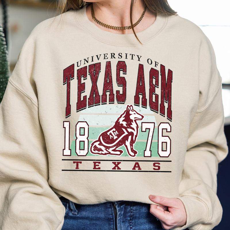 Texas A&M Aggies Vintage NCAA Sweatshirt, University Football Shirt, Classic Sport Hoodie, Gift for Fans, Cotton Sweatshirt, Style Gift Collection