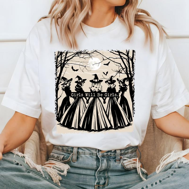 Girls Will Be Girls Witch Comfort Colors Shirt, Funny Witch Shirt, Halloween Women Shirt, Witchy Shirt, Feminist Shirt, Salem Trip Party Tee Cotton Fi