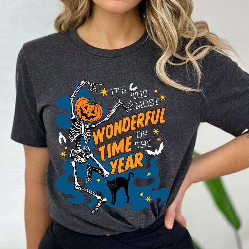 Retro Halloween Shirt, Halloween Costume Women, Dancing Skeleton, Fall Autumn Shirt, Thanksgiving Gift, Halloween Party, Pumpkin Graphic Tee