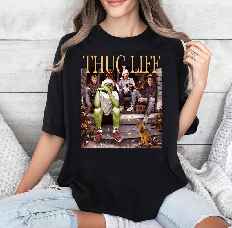 Thug Life Christmas Movie Shirt, Christmas Friends Sweatshirt, Thug Life Christmas Movie Sweater, Christmas Gifts Casual Collar