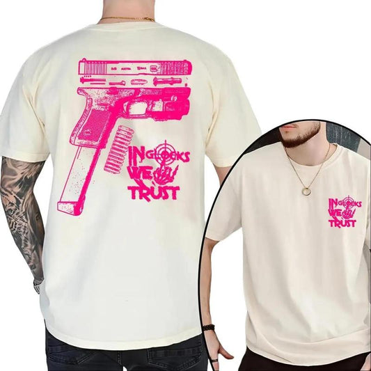 NEW Design Glock ,In Glock We Trust Skeleton 2 Side Tshirt,Vintage Tee,Unisex,Glock Tee,Glock Pink Color ,For Her,For Him tshirt for women