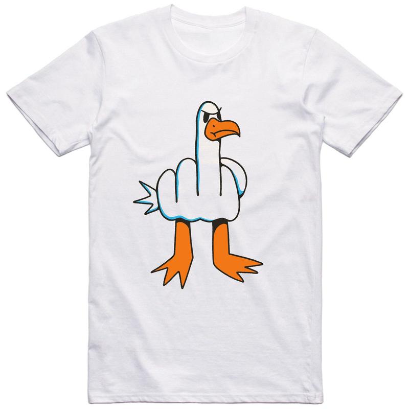 Mens Funny T-Shirt Rude Seagull Design - Regular Fit 100% Cotton Tee with Humorous Appeal for Unisex Fashion