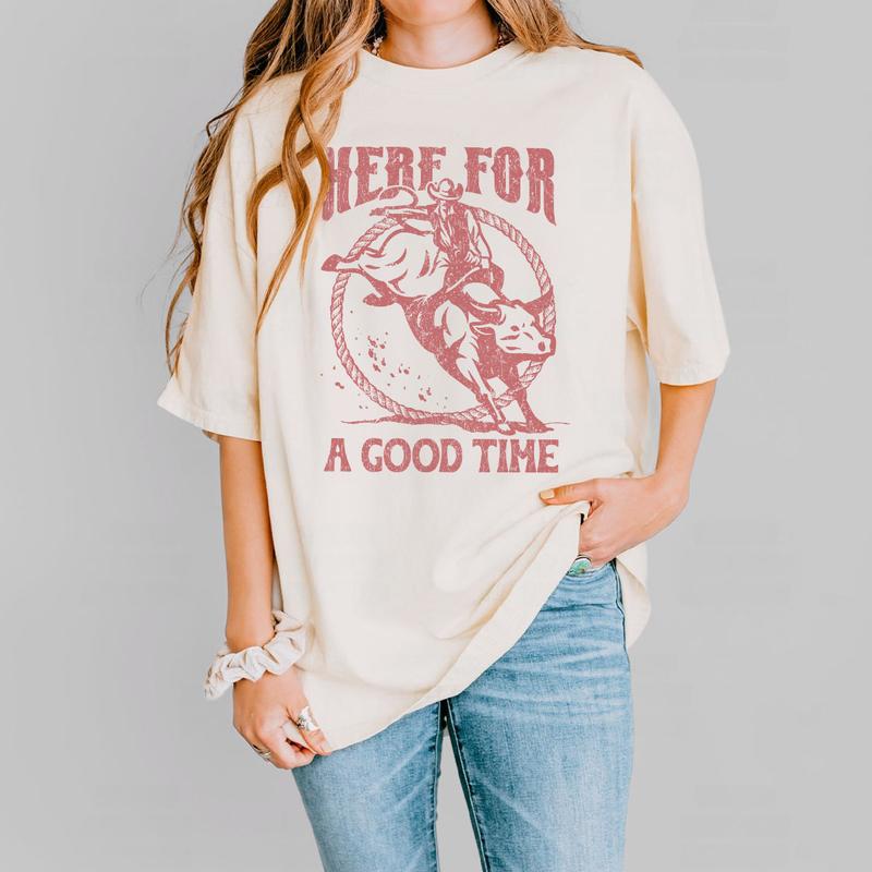 Here for a Good Time Shirt, Country Music Concert Tee, Cowboy Style T-Shirt, Western Rodeo Design, Comfortable Casual Women's Wear, Fun Concert Outfit, Retro Country Graphic Tee, Perfect for Live Music Events Top Womenswear Breathable Lady Tshirt