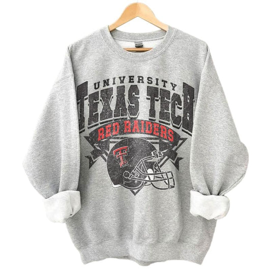 Texas Tech Red Raiders Vintage NCAA Sweatshirt, Unisex Red Raiders Football Shirt, Classic Sport Hoodie, Gifts for Football Fans, Cotton T-Shirt