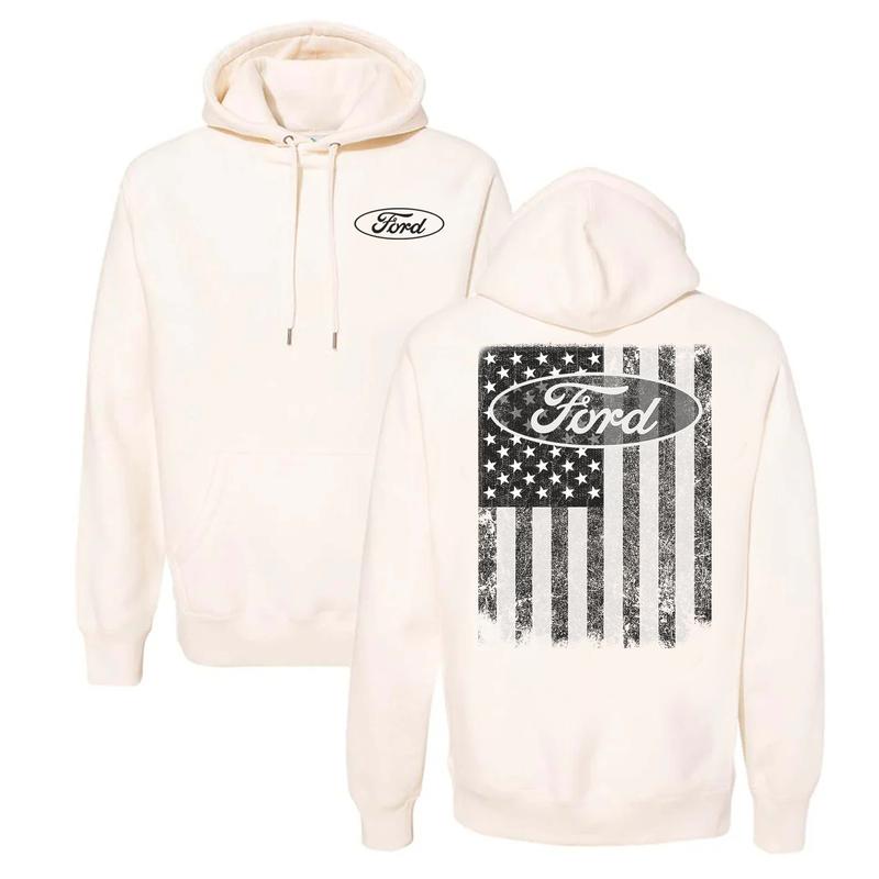 Ford Oval Truck American Flag Gray Hoodie, From Classic To Bright, From Casual To Formal Styles, Shared Styles, Classic Cotton, Menswear Unisex