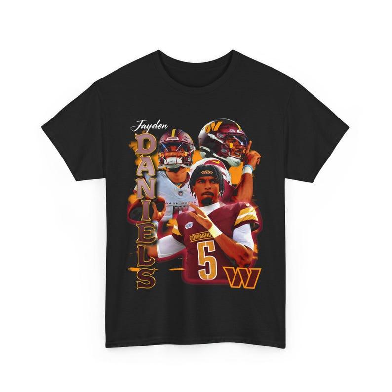 Washingt0n Commanders Jaiden Dan!els Unisex Tee, Football Fan Shirt, Heavy Cotton T-Shirt, Washington Team Apparel Collar Fabric