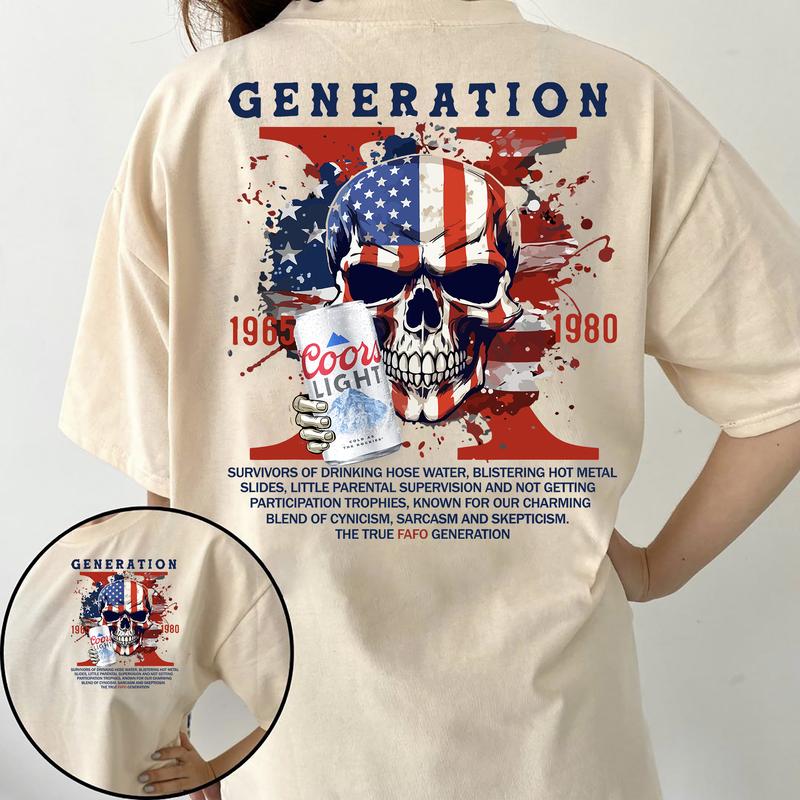 Gen X Funny Beer Shirt: Generation X FAFO Two Side, Casual Gen X Humorous T-Shirt for GenX