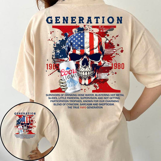 Gen X Funny Beer Shirt: Generation X FAFO Two Side, Casual Gen X Humorous T-Shirt for GenX