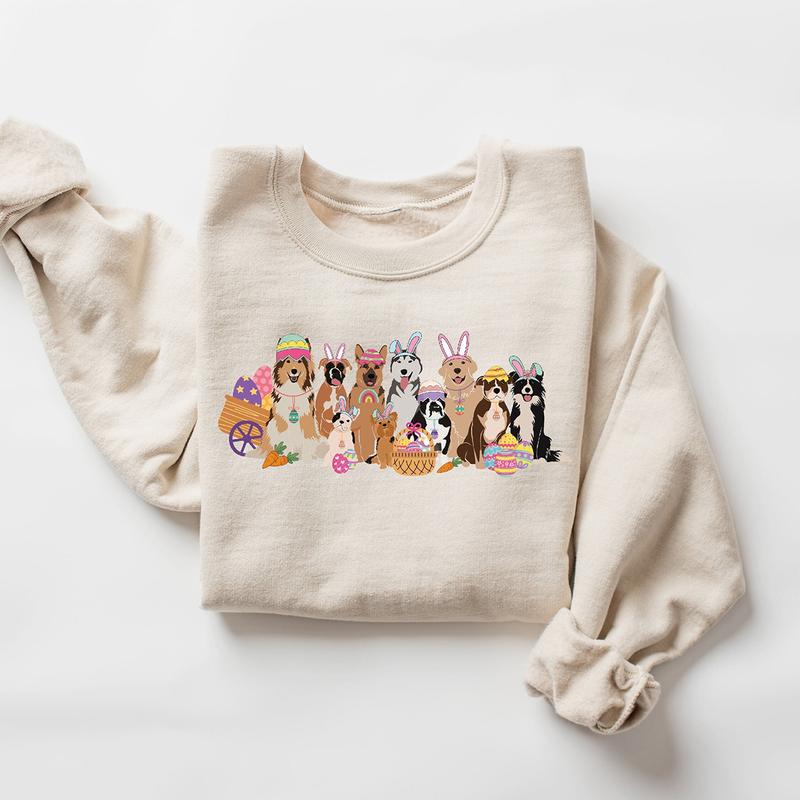 Easter Dogs Sweatshirt, Dog Lover Sweater, Easter Dogs Gift, Cute Gift for Dog Lover, Dog Mom Shirt, Easter Graphic