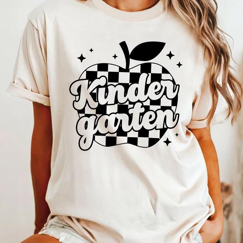 Comfort Kindergarten Teacher Shirt, Apple Teacher Shirt, Back To School Oufits, First Day of School Clothing, Groovy Teacher Graphic Tee Casual Comfy