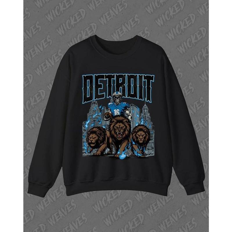 Detroit Football Sweatshirt, Graphic Vintage Skeleton Sweater, Fan Gift Crewneck, Lions