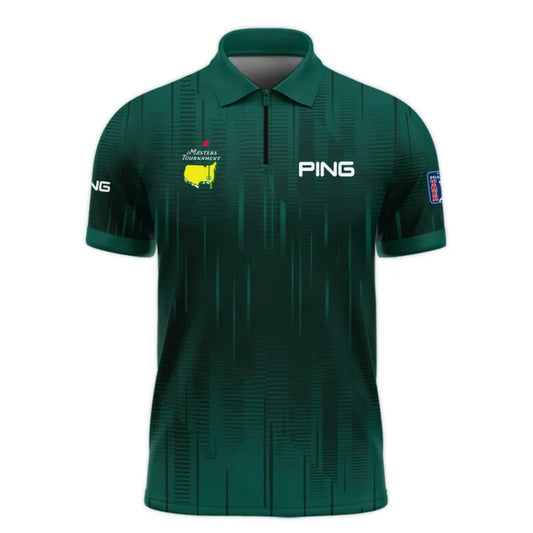 Masters Tournament Ping Dark Green Gradient Stripes Pattern Zipper Polo Shirt Style Classic Zipper P