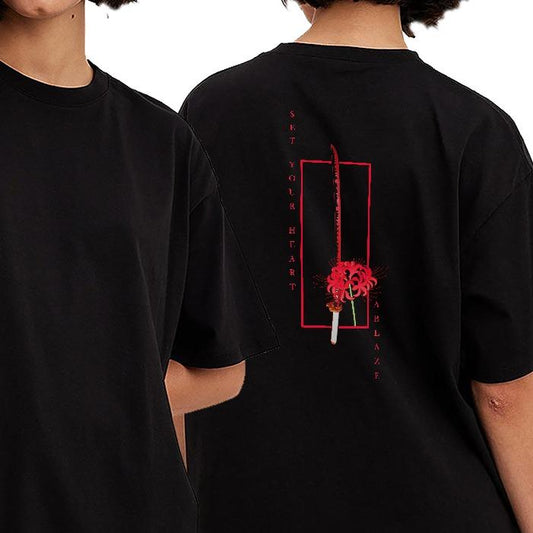 Set Your Heart Ablaze Shirt, Rengoku Flame Breathing t-shirt, Demon Slayer main characters shirt, Kimetsu No Yaiba t-shirt, anime sweatshirt hoodie, T