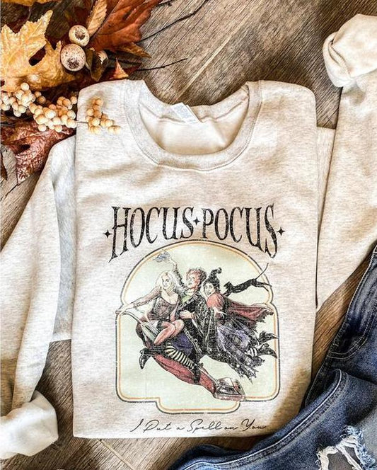 Hocusss Pocusss Vintage Sweatshirt - Shirt - Hoodie, Ghost Halloween Shirt, Ghost Shirt, Full Color, For Men, For Women, Casual, Classic Fashion, Tee Print