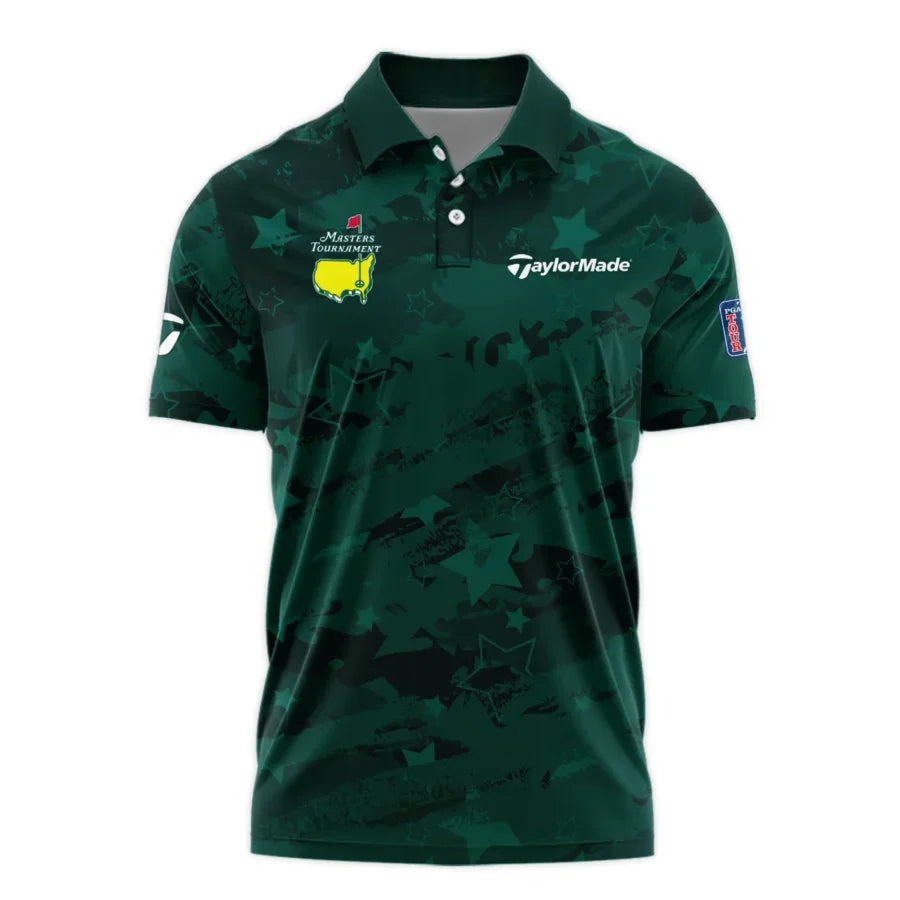 Dark Green Stars Pattern Grunge Background Masters Tournament Taylor Made Polo Shirt Style Classic P