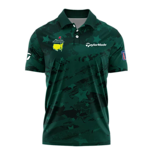 Dark Green Stars Pattern Grunge Background Masters Tournament Taylor Made Polo Shirt Style Classic P