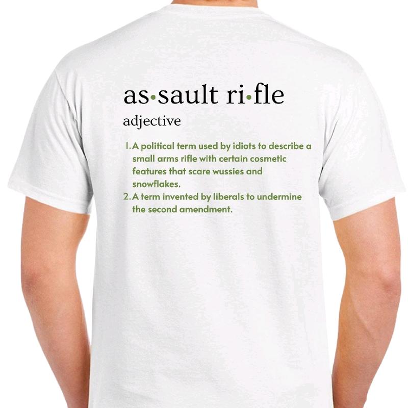 AsÃ¢â‚¬Â¢sault riÃ¢â‚¬Â¢fle adjective t-Shirt, menswear  Crewneck Casual Cotton Shortsleeve Graphic tee