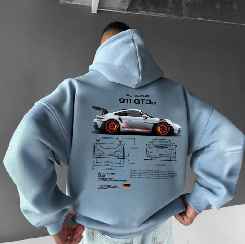 Porsche 911 GT3 RS 1 SIDE Hoodie, Unisex, Street Racing Hoodie, Vintage car Hoodie