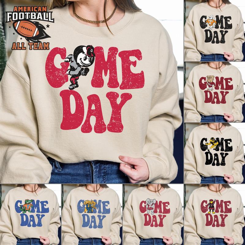 23. All Teams Vintage NCAA Football Sweatshirt, College Game Atmosphere Apparel, Classic Sportswear Gifts for Fans