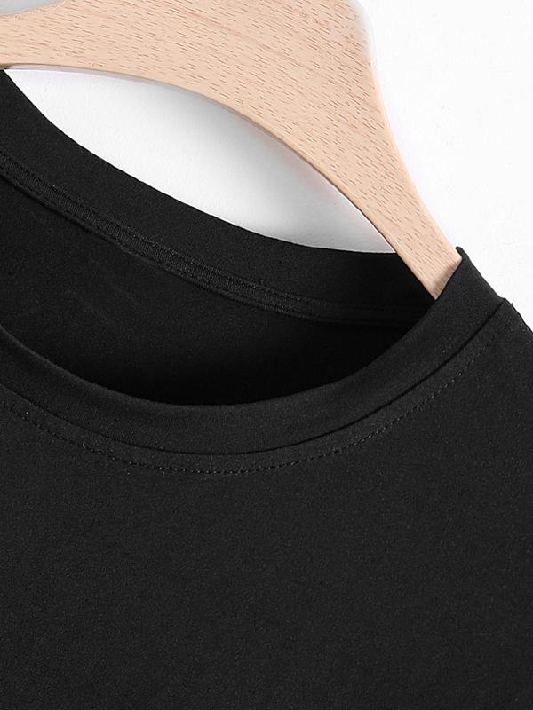 Men's Letter Print Round Neck Graphic Tee, Regular Fit Casual Drop Shoulder Short Sleeve T-shirt for Summer, Men's Top for Daily Wear