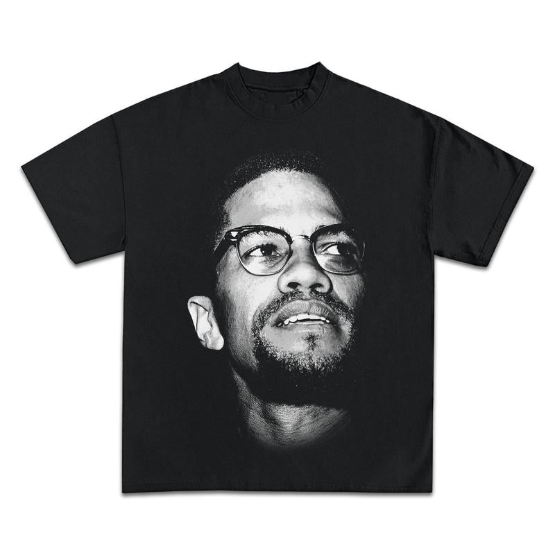 MALCOLM X JUMBO GRAPHIC BOOTLEG T-SHIRT - STREETWEAR