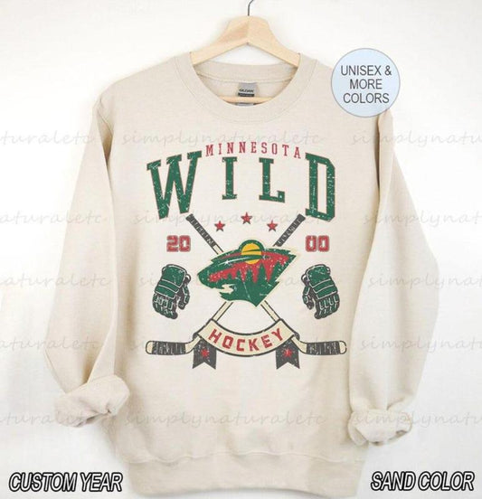 Minnesota Sweatshirt Crewneck, Vintage Wild shirt, Minnesota Hockey Fan shirt, Hockey Tee, Wild Sweatshirt