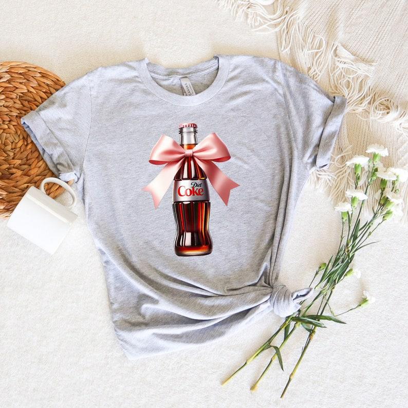Diet Coke Pink Bow Tshirt, Diet Coca Cola Shirt Diet Coke Lover, Trendy T-shirt Cotton Fabric