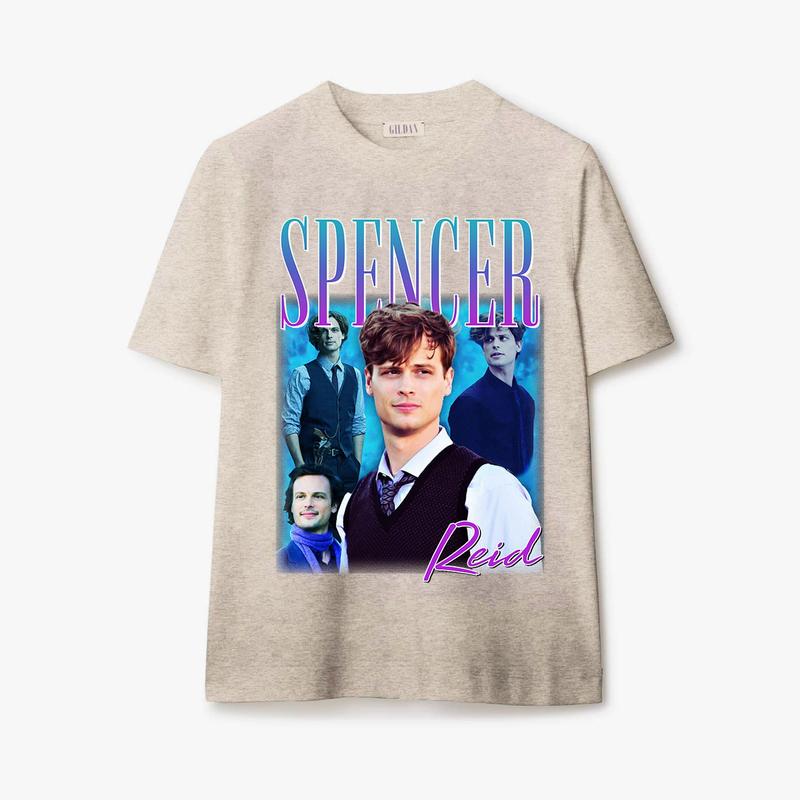 Spencer Reid Homage T-shirt Tee Top Funny Retro 90s Gift TV Show Menâ€™s Womenâ€™s Classic Collar