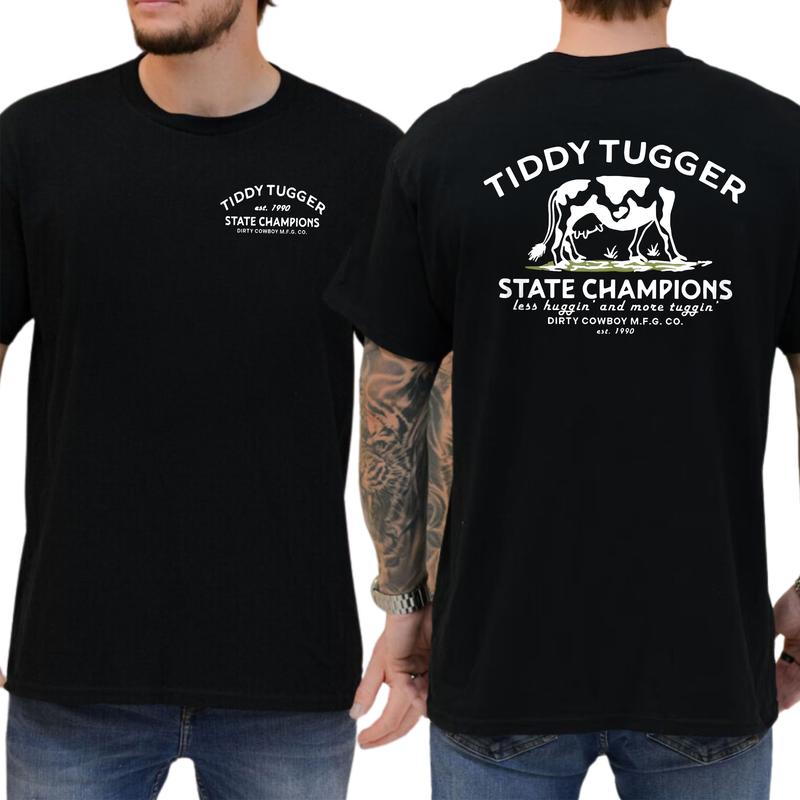 Vintage TIDDY TUGGER 1990 State Champions 2-Sided Shirt for Men, Men's Cowboy Tee, Cow Lover Gift Ideas, Classic Menswear, Soft Tshirt Cotton Tops