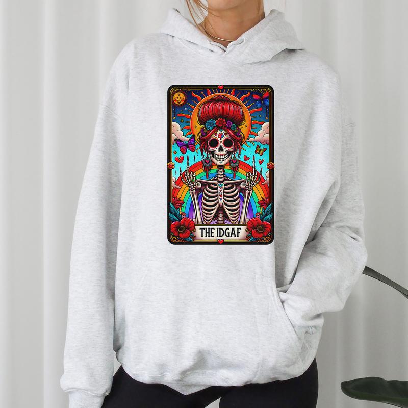 The IDGAF Tarot- Unisex Crewneck Sweatshirt - Print is Sublimation, Christmas Crewneck, Gift Idea, Relaxed Fit, Casual Apparel
