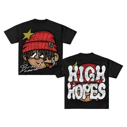 Y2K Graphic High Hopes Personalize Printed Tshirt Casual Cotton Crewneck Menswear Classic Soft