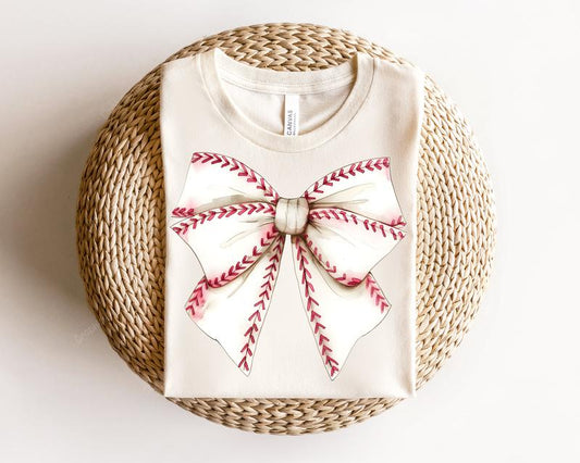 Baseball Coquette Bow Shirt, Soft Girl Era Tee, Baseball, Coquette Baseball, Baseball mom, Coquette Tshirt, Full Colors, Full Sizes, Cotton Crewneck T